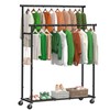 Ekisemio Double Rod Clothes Rack with Wheels Load 400 LBS,