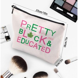 CEASQVAA Sorority Gift Pink and Green Makeup Cosmetic Bags Black Greek Sorority Gift Paraphernalia for Sister Friend