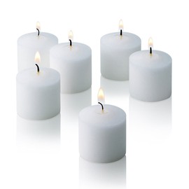 Bulk Pack of 144 White Votive Candles - Box of 144 Unscented Candles - 10 Hour Burn Time - Bulk Candles for Weddings, Parties, Spas and Decorations