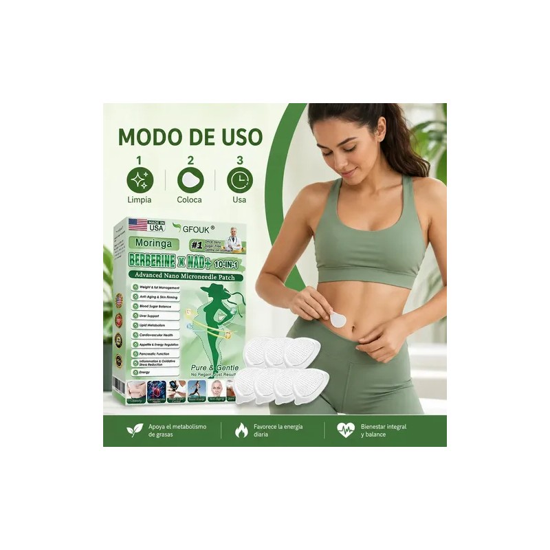 Parche Avanzado Con Nanoagujas Moringa Berberine 10 En 1