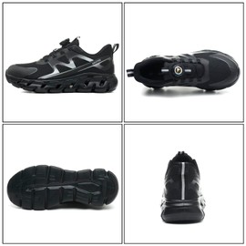 AEKYIWL Safety Shoes Men Women Work Shoes Lightweight Sporty Breathable Laces Without Tying Screw Lock Steel Cap Shoes Non-Slip, black, 40 EU