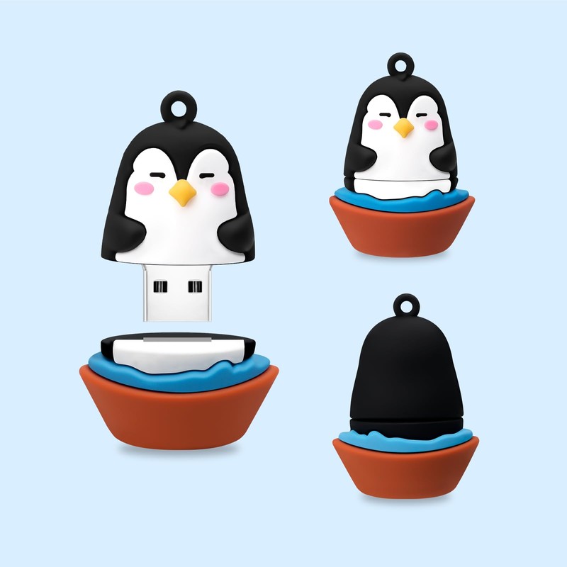BORLTER CLAMP 64GB USB Flash Drive Cute Penguin Shape Memory