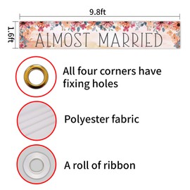 Almost Married Large Banner Sign,Wedding Rehearsal Dinner Decorations Supplies,Engagement Sign Celebrations Party Decor Supplies 9.8 x 1.6 Ft