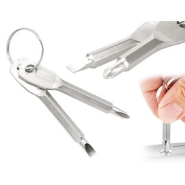 KAPSING Mini Screwdriver, Multifunctional Screwdriver Keyring, Pack of 2 Portable Phillips Screwdriver and Slotted Screwdriver Tool (1 Set)