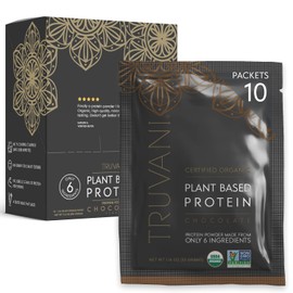Truvani Organic Vegan Protein Powder Chocolate - 20g of Plant Based Protein, Organic Protein Powder, Pea Protein for Women and Men, Vegan, Non GMO, Gluten Free, Dairy Free (Travel Kit)