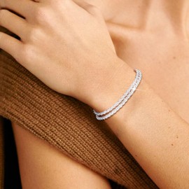 PATISORNA 925 Sterling Silver Bracelets for Women Silver Chain Bracelets Layered Dainty Herringbone Bracelet Adjustable Stackable Bracelets,Fashion Jewelry Gift Pack for Women