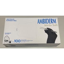 AMBIDERM | Guante de Nitrilo Soft sin Polvo Caja con 100 (CH, Negro)