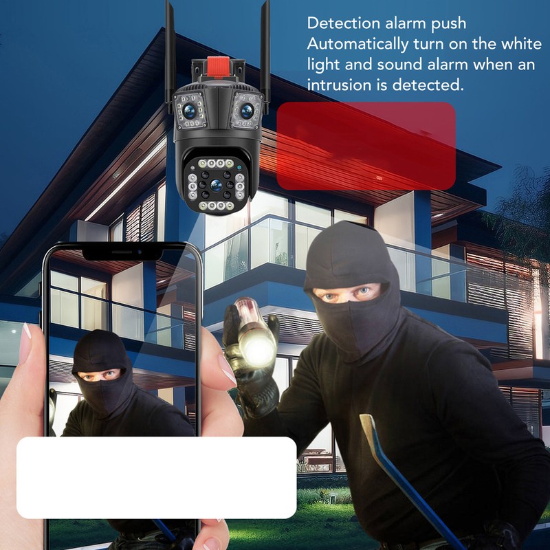 Outdoor 3 Lens Security Camera IP66 Waterproof 2 Way Talk