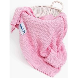 Bellochi Baby Blanket for Girls and Boys, 100% Bamboo, Cuddly Blanket, Children's First Blanket, Knitted Blanket, for Summer, Super Soft, Breathable, 100 x 80 cm, Pink (Pink)