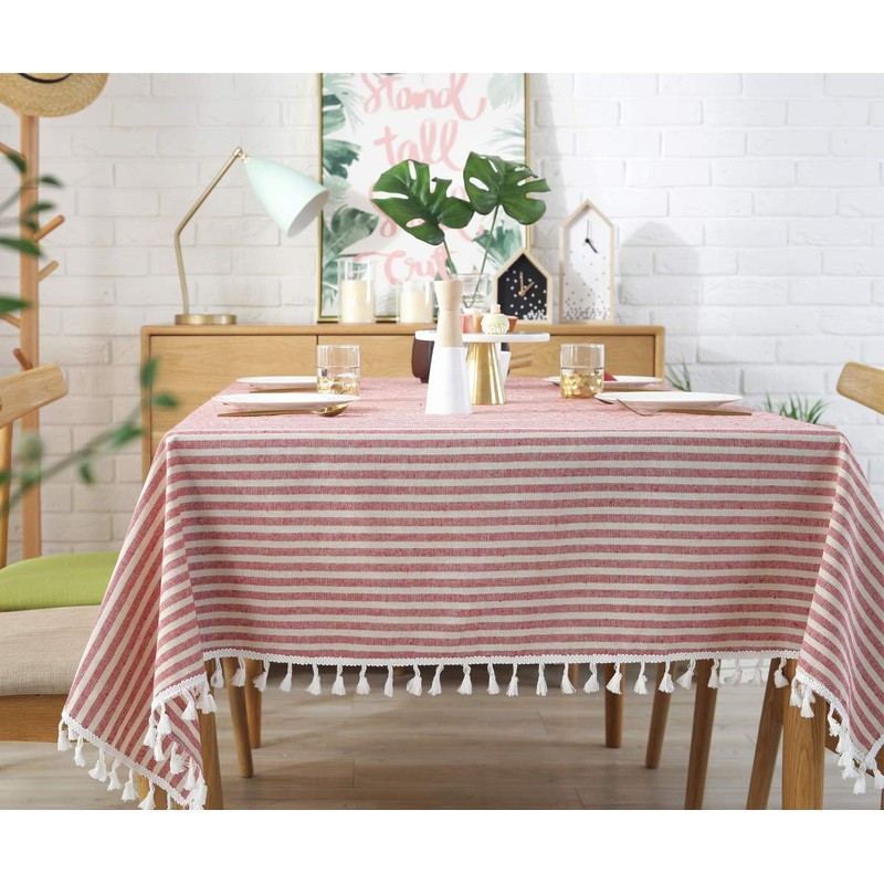Plenmor Linen Tablecloth Cotton, Linen Look Tablecloth Washable Table Cloth