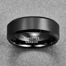 NUNCAD Tungsten Silver / Black / Gold-Plated Ring, 4 mm / 6 mm / 8 mm, Brushed, EU Size 52 to 70