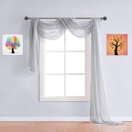 Warm Home Designs Extra Long Grey Silver Sheer Window Scarf. Valance Scarves are 54 X 216 Inches. Great As Wedding Arch Draping Fabric, Bed Canopy Or for Decorative Project. AM Silver 216"