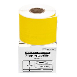 HOUSELABELS Compatible DYMO 30323 Yellow Shipping Labels (2-1/8" x 4"), Strong Permanent Adhesive, Compatible with DYMO LW 450, 4XL, Rollo & Zebra Desktop Printers, 50 Rolls /12000 Labels