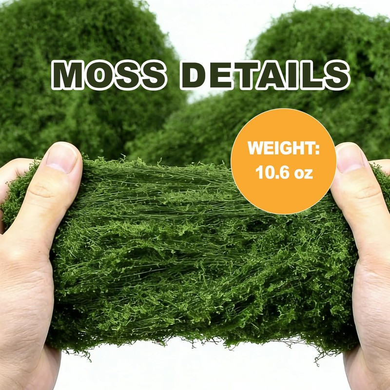 MAISONRINA 10.6OZ Fake Green Moss for Planters Outdoor Indoor Decorating