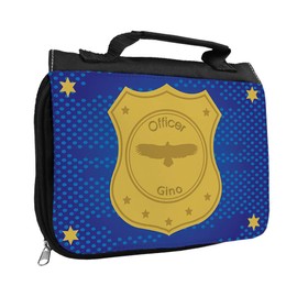 Kulturbeutel mit Namen Gino und Officer-Motiv | Kulturtasche mit Vornamen | Waschtasche für Kinder