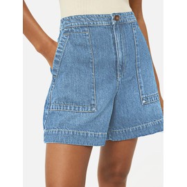 PLNOTME Women's Casual Jean Shorts High Waisted Denim Shorts Wide Leg Summer Shorts with Pockets