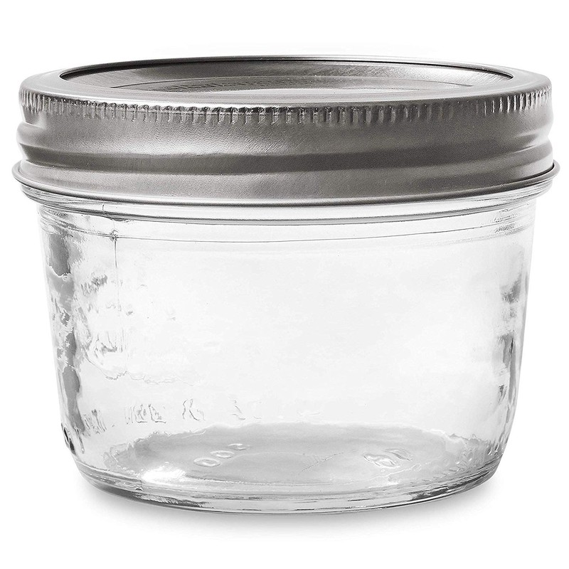 Kerr Wide Mouth Half-Pint Glass Mason Jars 8-Ounces with Lids