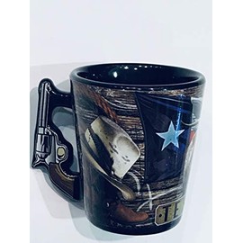 Texas Pistol Shot Glass - Black Ceramic Mini Mug Design - Texas Souvenir