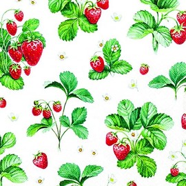 20 Napkins Pattern on Strawberries | Garden | Food | Table Decoration 33 x 33 cm