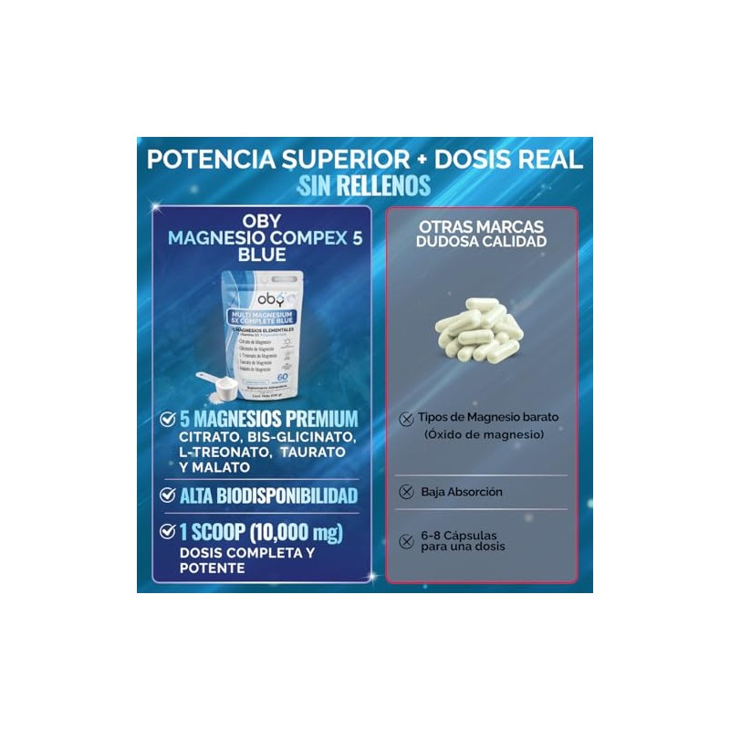 OBY Magnesio Complex 5 + Espirulina Azul Polvo Sabor Mora
