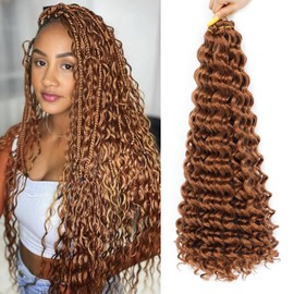 AMLUCKS Deep Wave Crochet Braids Hair Ocean Wave Braiding Hair for Black Women Girls Synthetic Water Wave Crochet Hair Extensions for Boho Braids (30#, 22inch-3)