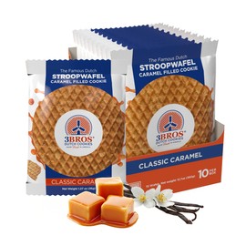 3Bros Stroopwafels, Dutch Caramel-Filled Waffle Cookies, Individually Wrapped, 10 Count, Crispy Outside With Caramel Filling, Made in USA