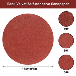 BokWin 40PCS 7-Inch 80 Grit Hook and Loop Sanding Discs Sandpaper, Aluminum Oxide Sanding Disc for Drill Grinder Rotary Tools No Hole, Self Stick