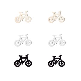 YUNXI 3 Pairs Bicycle Stud for Women Silver Dangle Earring Small Stainless Steel Earring, Metal