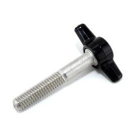 5/16"-18 x 2 Thumb Screw Stainless Steel - Black Tee Wing Plastic Knob - Standard/Coarse Thread Thumbscrew - Length: 2.000" - Proudly Built in USA - Package of (4)