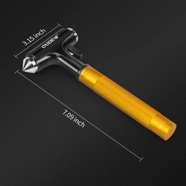 OUDEW 2 Packs Car Safety Hammer, Car Glass Breaker with Seat Belt Cutter, Automotive Escape Tool, Metal Window Breaker, Emergecy Safety Hammer for Car Accidents (Gold)