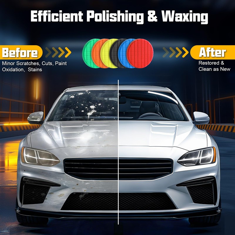 VOFirst Buffing Pads 6.5 Inch, 3Pcs Blue Light Cut Foam