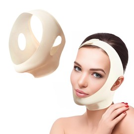 JIEYUCHU V Gesichtsmasken, Kinnmaske Doppelkinn, Wiederverwendbare Gesichts Schlankheitsgurt, Kinnmaske Schlafen für Doppelkinn und schlaffe Gesichtshaut, Beige