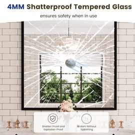 WEER 36X36 Inch Black Bathroom Mirror, Matte Black Framed Mirror, Rectangular Wall Mirror, Vanity Mirror for Bathroom, Anti-Rust, Tempered Glass, Hangs Horizontally or Vertically