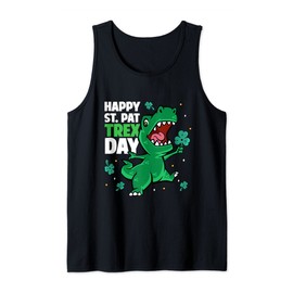 Happy St. Pat Trex Day Dinosaur St Patrick's Day Toddler Boy Tank Top