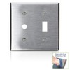 Leviton S112-N 2-Gang 1-Toggle, 1-Telephone/Cable .406 Device Combination Wallplate, Strap