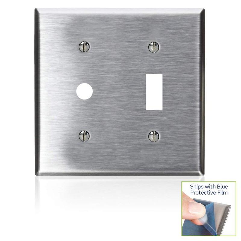 Leviton S112-N 2-Gang 1-Toggle, 1-Telephone/Cable .406 Device Combination Wallplate, Strap