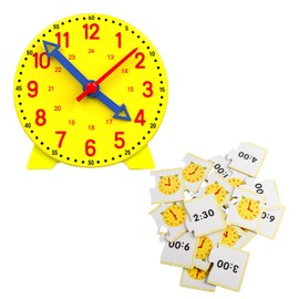 CJAPGJW 13-teiliges Set Lernuhr Kinder, 12cm Lernuhr mit 12 Stück Zeitkarten, Lernspielzeug zur Einschulung, Lernen Spielzeug Geschenk, Pädagogisches Geschenk für Jungen und Mädchen