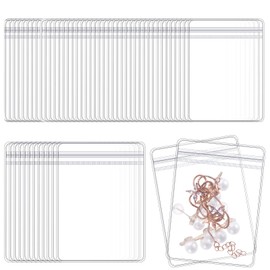 70 Pcs Anti Tarnish Jewelry Bags Clear PVC Jewelry Bags Resealable Plastic Rings Earrings Packing Storage Pouch Earring Organizer Travel 2 Sizes, 3.15 X 2.36 In, 4.72 X 3.15 In