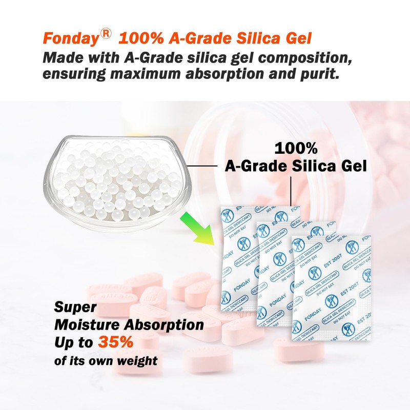 5 Gram 40 Packets Fonday Food Grade Silica Gel Desiccants