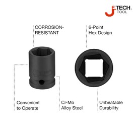 JETECH 1/2 Inch Drive 19mm Impact Socket, Chrome Molybdenum Alloy Steel, 6-Point Hex Shallow Socket for Ratchets, Torque Electric Wrenches, Strong and Durable, Metric