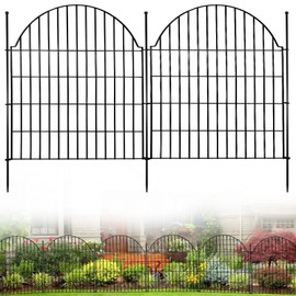 Blingluck Decorative Metal Garden Fence 10 Panels, 32in (H) x 23.6ft (L) No Dig Dog Fence Outdoor for Yard, Temporary Rustproof Metal Wire Rabbit Dog Garden Border Fencing for Patio