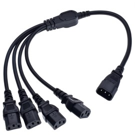 Toptekits C14 to 4 X C13, IEC320 C14 Male Plug to 4 x C13 Female Socket Y Splitter Cord, 10A, 250V, IEC Male to 4 Female,Power Spliter Cable 2ft/60cm