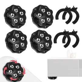Pack of 4 Ball Castors Heavy Duty, 360 Degree Wheels for Furniture, Furniture Rollers, Small Mini Rolls for Paper Baskets, Storage Containers, Bedside Tables, Mini Cooling Slots, Black, Diameter 4.8