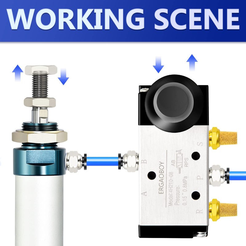 ERGAOBOY 1/4 Inch BSP 5-Way Pneumatic Solenoid Valve with 2