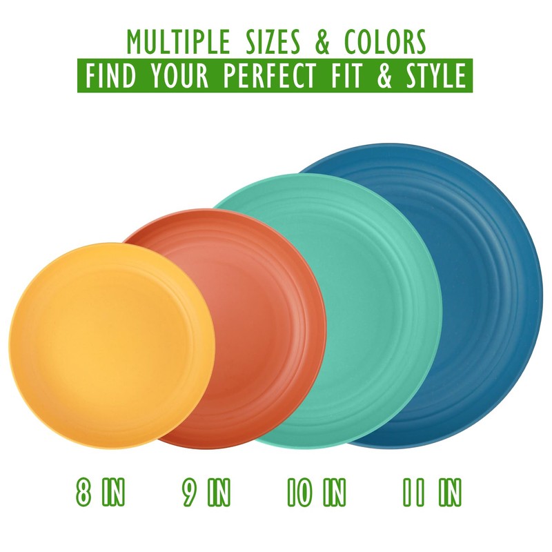 Perlapoc Wheat Straw Plates, 9 in Deep Dinner Plates Set