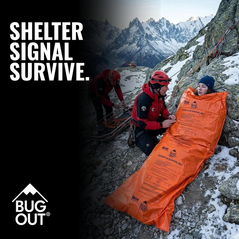 BUG OUT Survival Bivvy Bag with Emergency Whistle Kit, Waterproof,