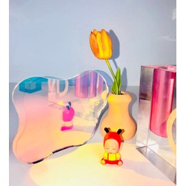 Set of 2 Acrylic Coasters, Irregular Coasters, Acrylic Drink Coasters for Dining Room, Living Room, Patio, Coffee Table (Rainbow)