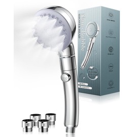 Benlera Shower Head, Micro Nano Bubble, 3D Premium, Angle Adjustment, Water Saving Shower Head, 3 Stage Modes, Ultra Fine Bubble, Shower Head, Pore Care, Dirt Removal, Beautiful Skin, Skin-friendly