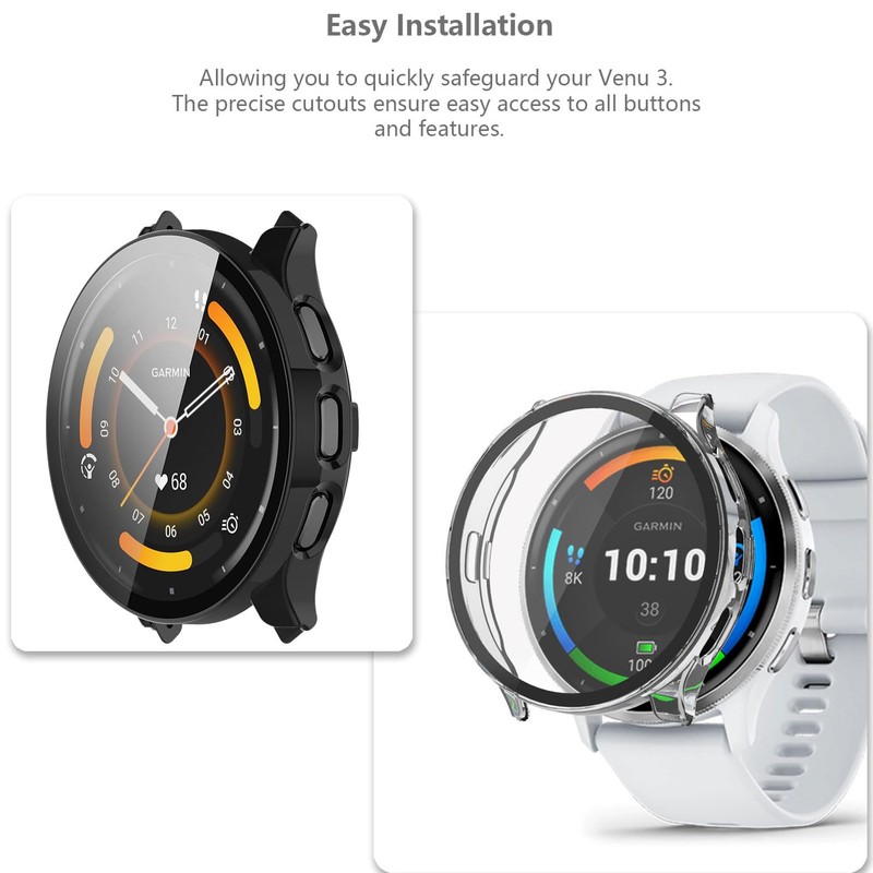 [4-Pack] Case with Tempered Glass Screen Protector Compatible with Garmin