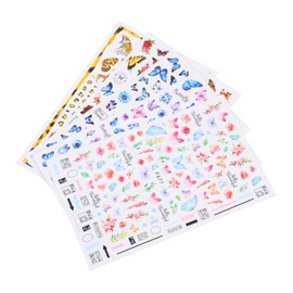 IWOWHERO 5 Sheets Vintage Butterfly Nail Stickers Manicure Decals for Nail Art Designs Safe Material for Easy Application